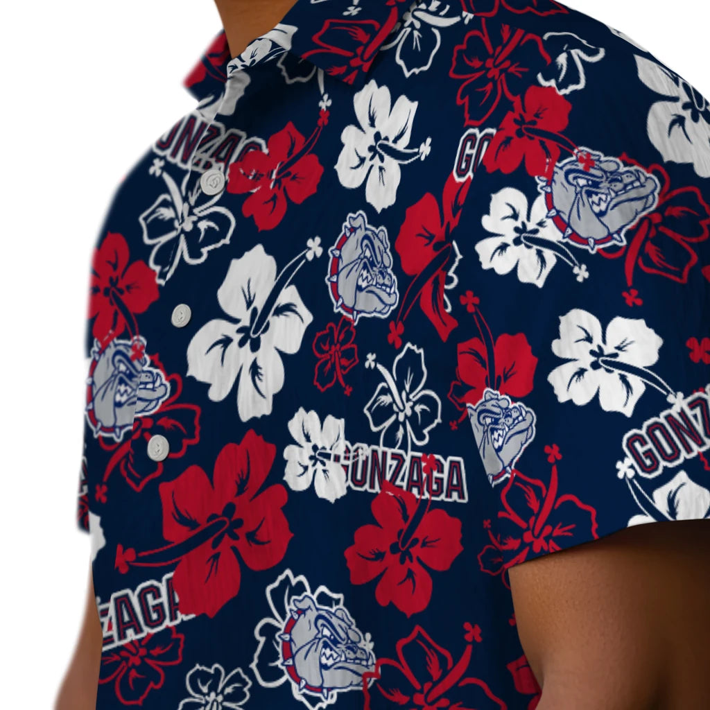 Gonzaga Bulldogs Hawaiian Shirt - Hibiscus Flower Design | Hula Hawaiian Shirts