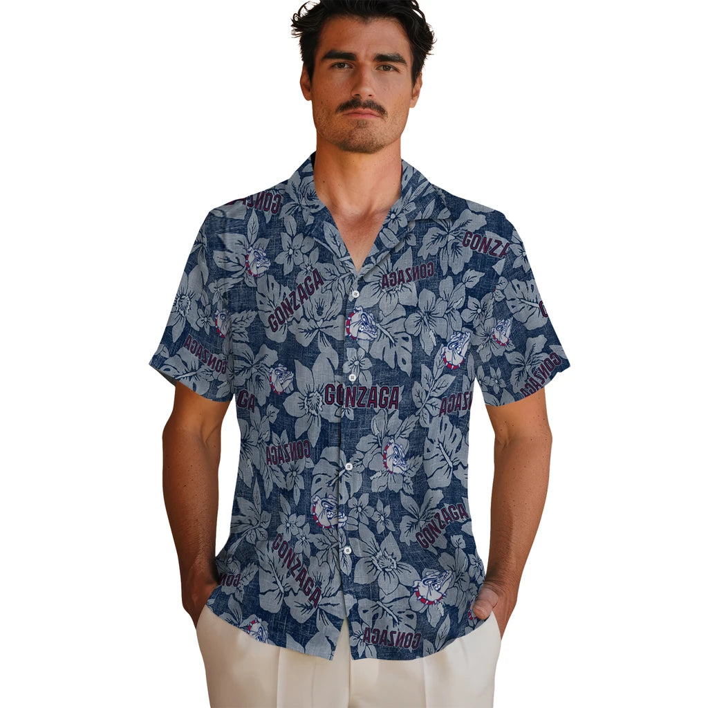 Gonzaga Bulldogs Hawaiian Shirt - Hibiscus Oasis | Hula Hawaiian Shirts