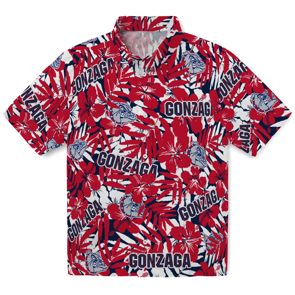 Gonzaga Bulldogs Hawaiian Shirt - Hibiscus Overlay | Hula Hawaiian Shirts