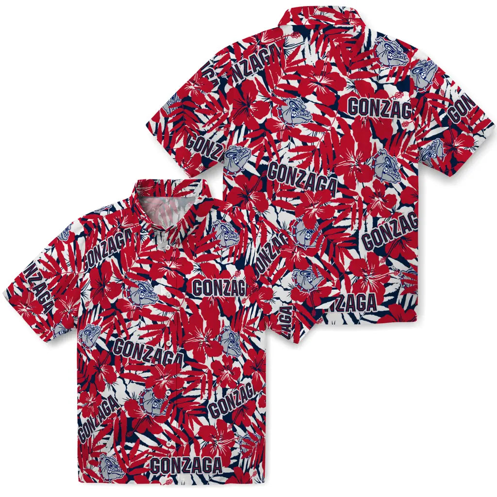 Gonzaga Bulldogs Hawaiian Shirt - Hibiscus Overlay | Hula Hawaiian Shirts