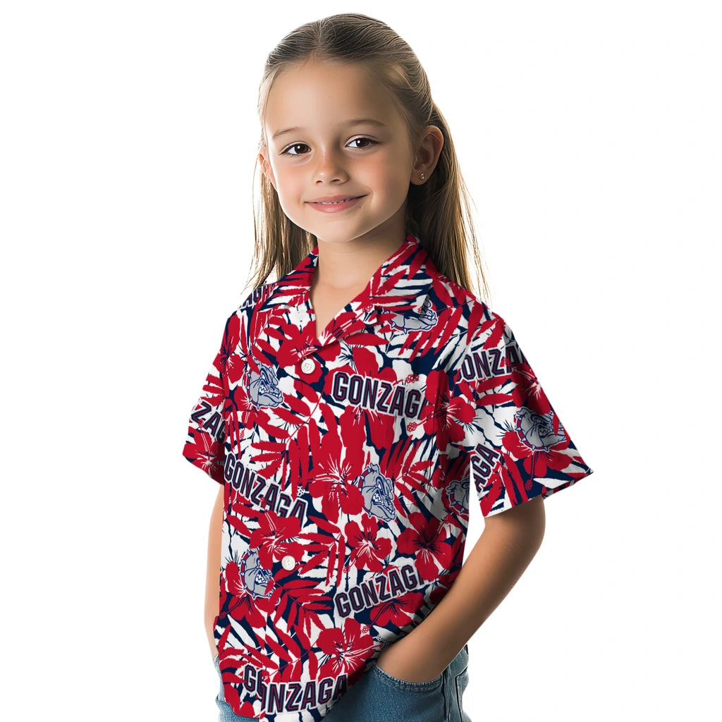 Gonzaga Bulldogs Hawaiian Shirt - Hibiscus Overlay | Hula Hawaiian Shirts