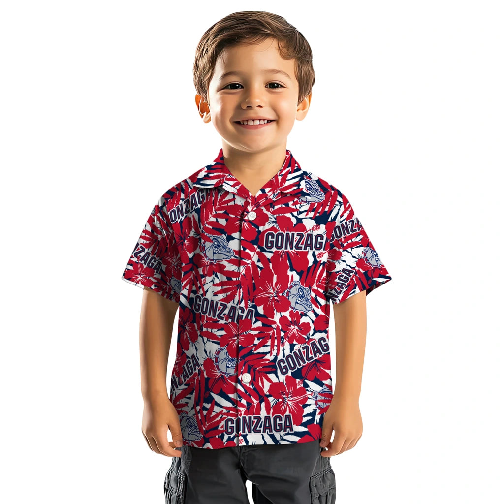 Gonzaga Bulldogs Hawaiian Shirt - Hibiscus Overlay | Hula Hawaiian Shirts