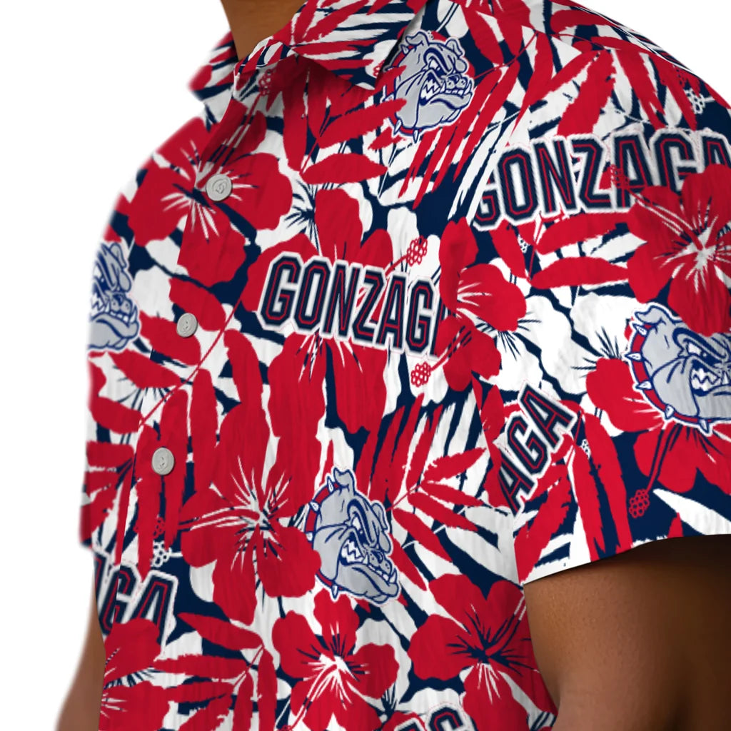 Gonzaga Bulldogs Hawaiian Shirt - Hibiscus Overlay | Hula Hawaiian Shirts