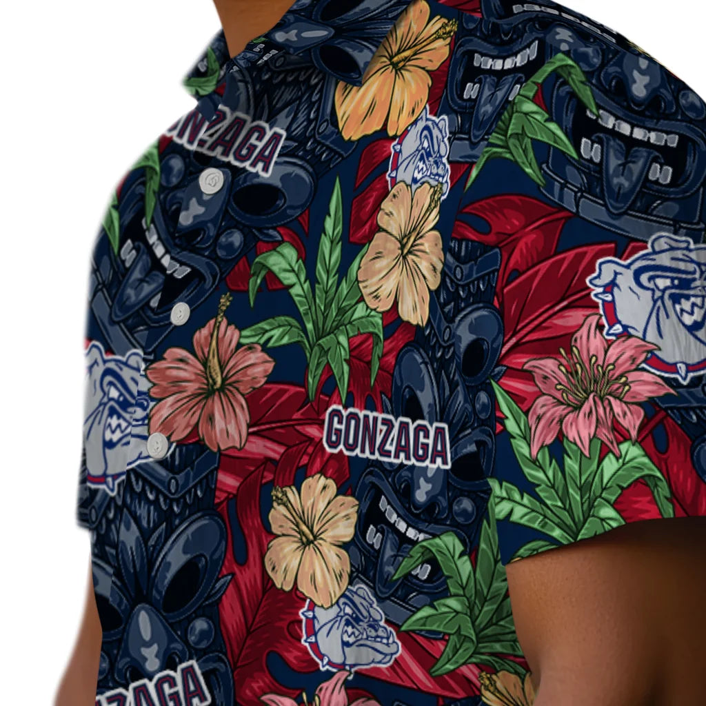 Gonzaga Bulldogs Hawaiian Shirt - Hibiscus Tiki Jungle | Hula Hawaiian Shirts