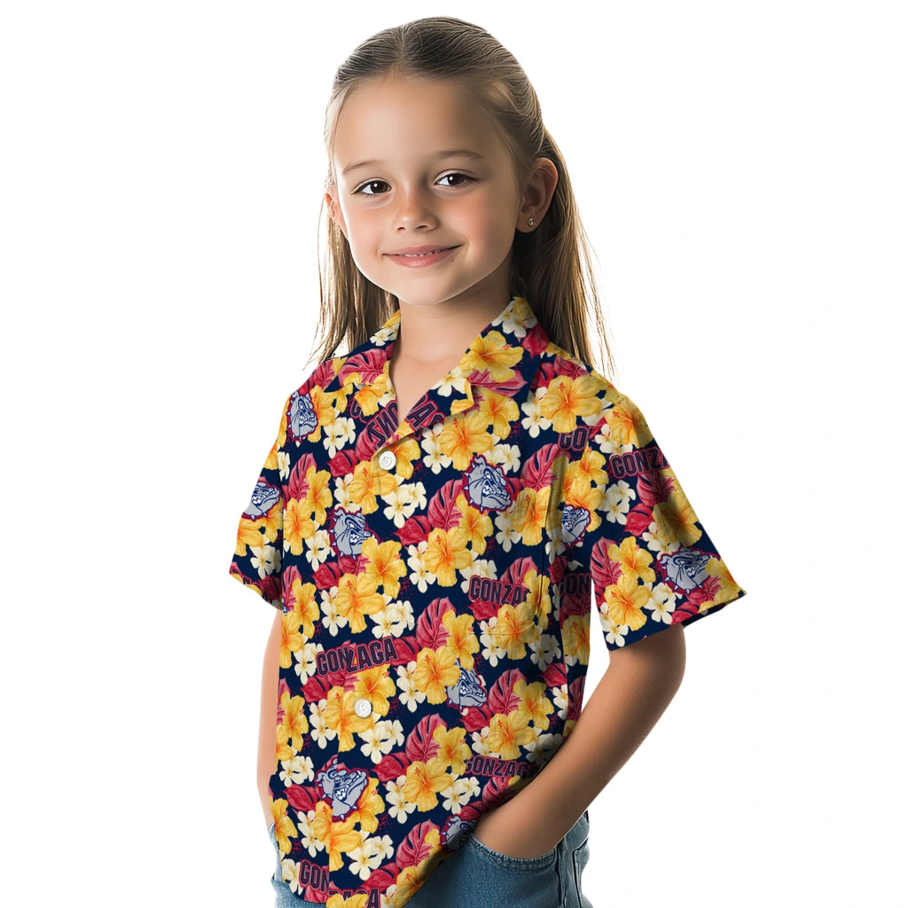 Gonzaga Bulldogs Hawaiian Shirt - Hibiscus Tropics | Hula Hawaiian Shirts