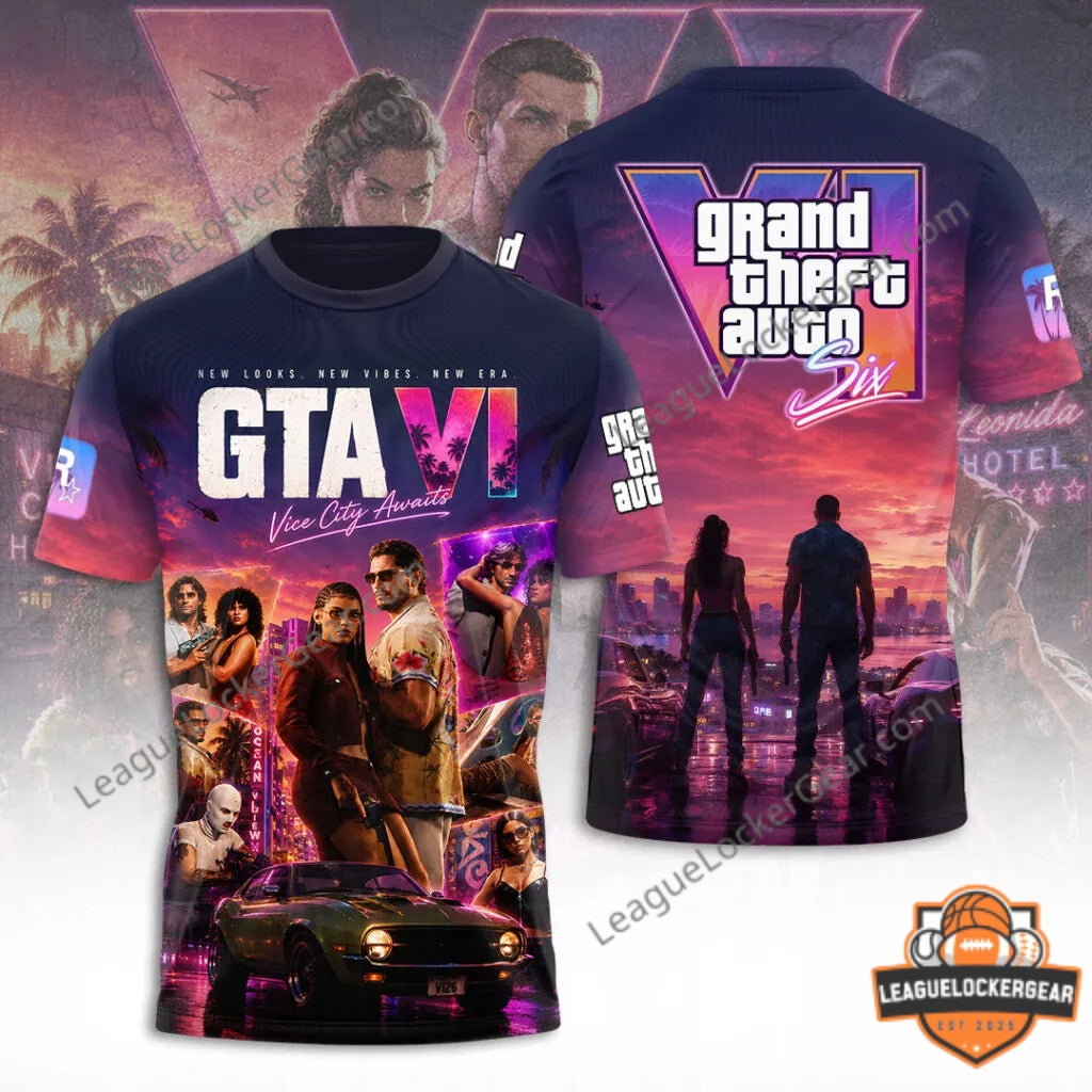 Grand Theft Auto VI Vice City Awaits New Era T-Shirt - LeagueLockerGear