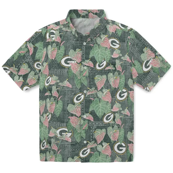 Green Bay Packers Hawaiian Shirt - Anthurium Overlay | Hula Hawaiian Shirts