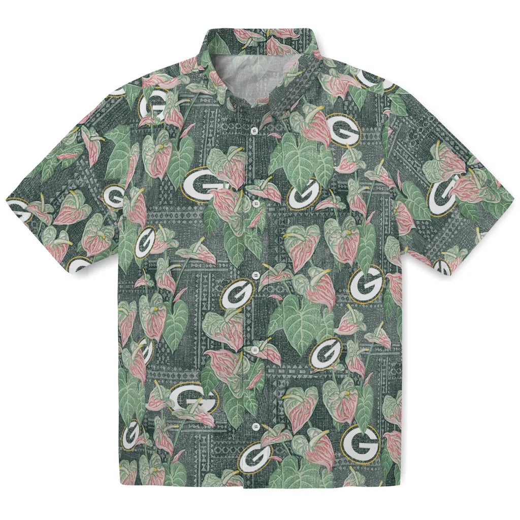 Green Bay Packers Hawaiian Shirt - Anthurium Overlay | Hula Hawaiian Shirts