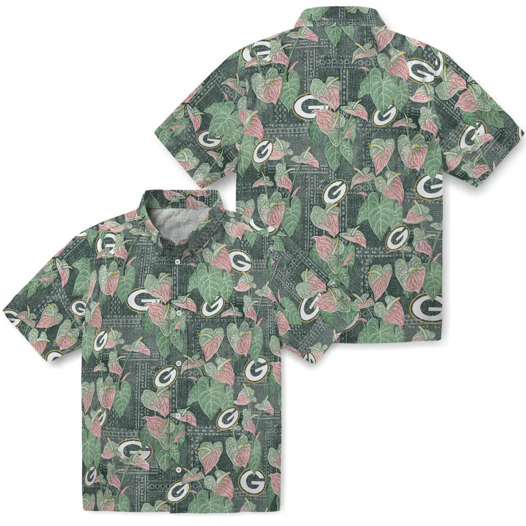 Green Bay Packers Hawaiian Shirt - Anthurium Overlay | Hula Hawaiian Shirts