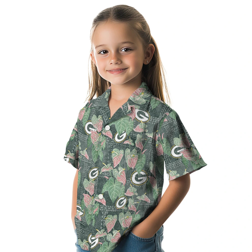 Green Bay Packers Hawaiian Shirt - Anthurium Overlay | Hula Hawaiian Shirts