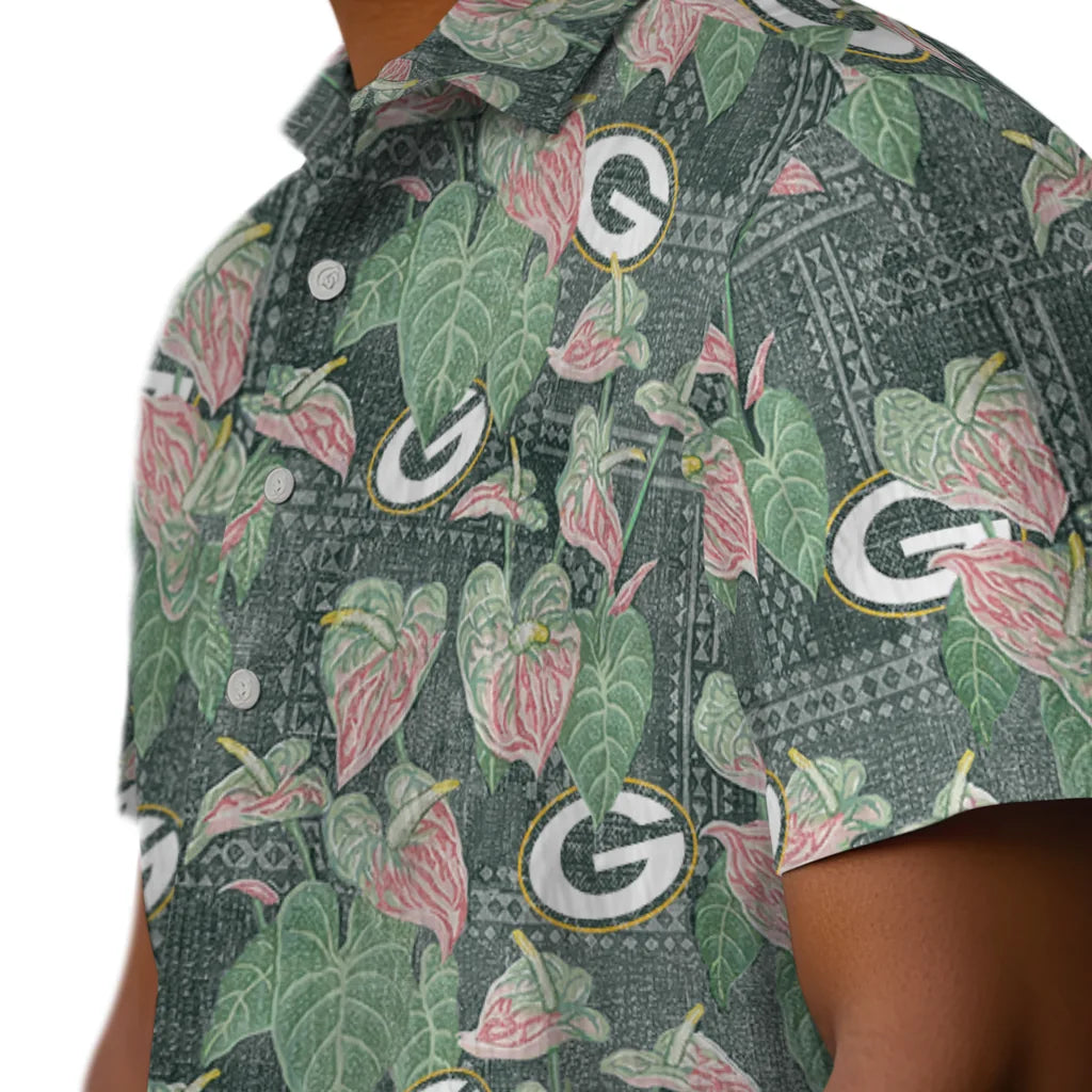 Green Bay Packers Hawaiian Shirt - Anthurium Overlay | Hula Hawaiian Shirts