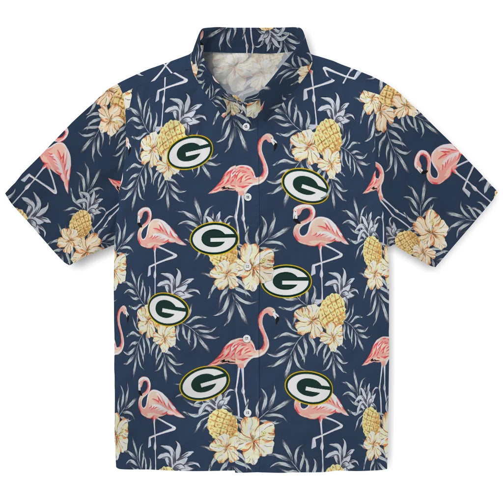 Green Bay Packers Hawaiian Shirt - Flamingo Hibiscus | Hula Hawaiian Shirts