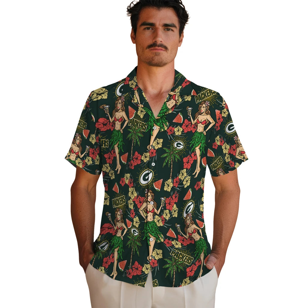 Green Bay Packers Hawaiian Shirt - Hawaiian Girls Design | Hula Hawaiian Shirts