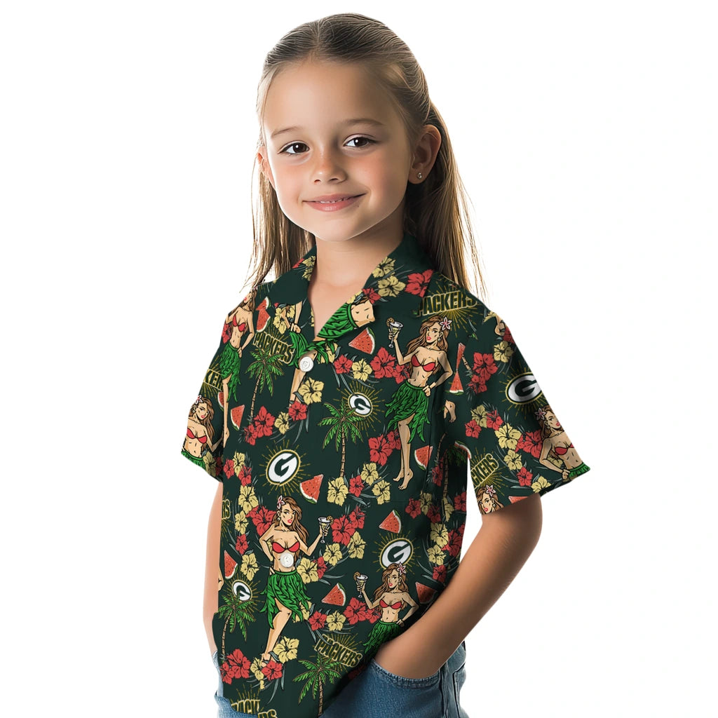 Green Bay Packers Hawaiian Shirt - Hawaiian Girls Design | Hula Hawaiian Shirts