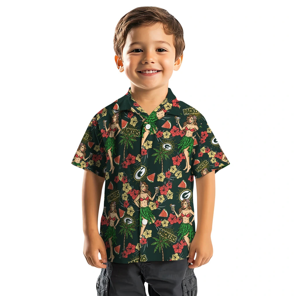 Green Bay Packers Hawaiian Shirt - Hawaiian Girls Design | Hula Hawaiian Shirts