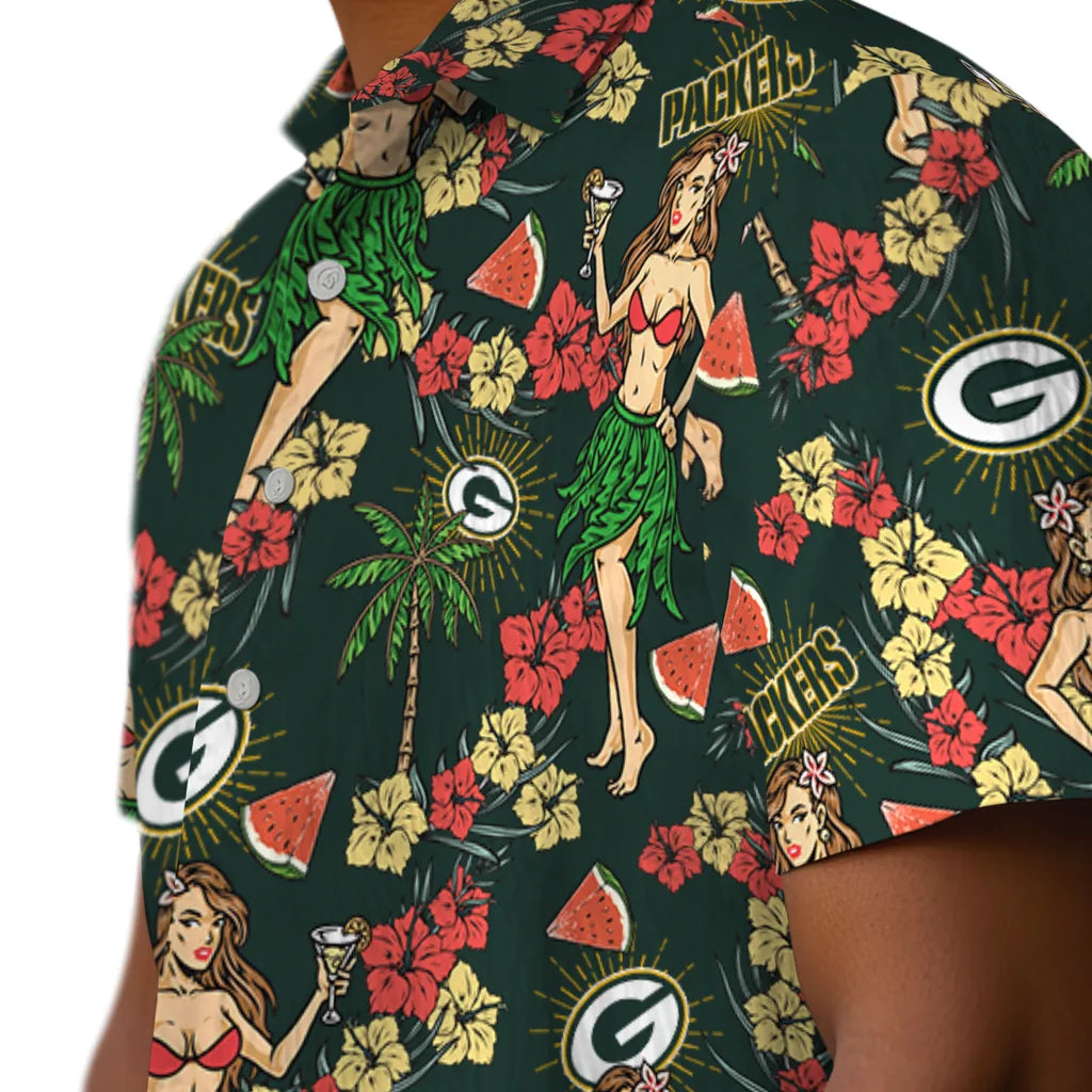 Green Bay Packers Hawaiian Shirt - Hawaiian Girls Design | Hula Hawaiian Shirts