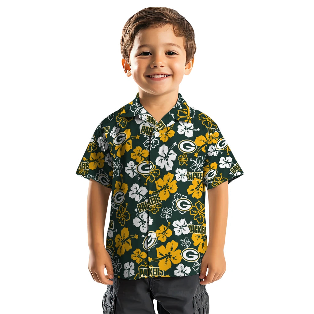Green Bay Packers Hawaiian Shirt - Hibiscus Flower Design | Hula Hawaiian Shirts