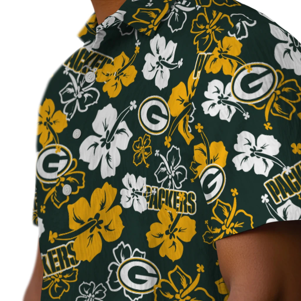 Green Bay Packers Hawaiian Shirt - Hibiscus Flower Design | Hula Hawaiian Shirts