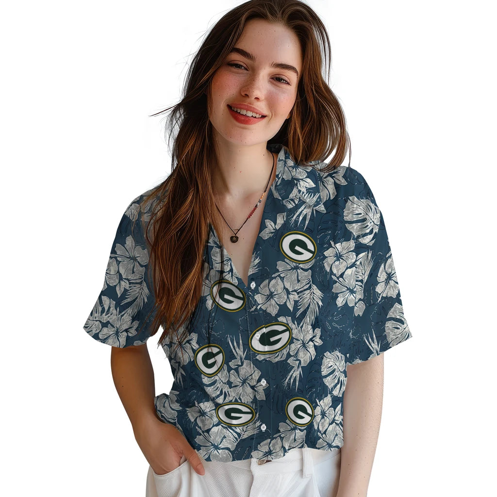Green Bay Packers Hawaiian Shirt - Hibiscus Flowers | Hula Hawaiian Shirts