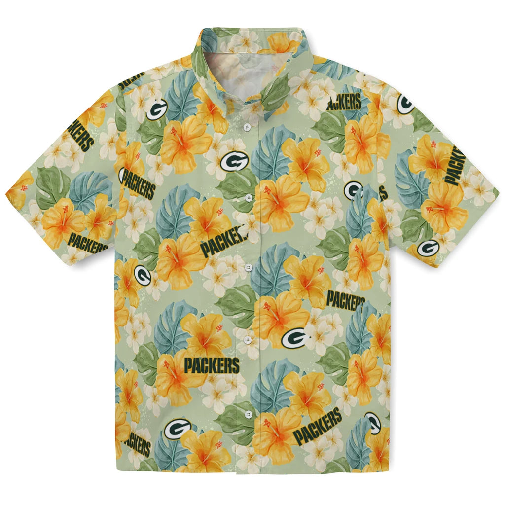 Green Bay Packers Hawaiian Shirt - Hibiscus Mood | Hula Hawaiian Shirts