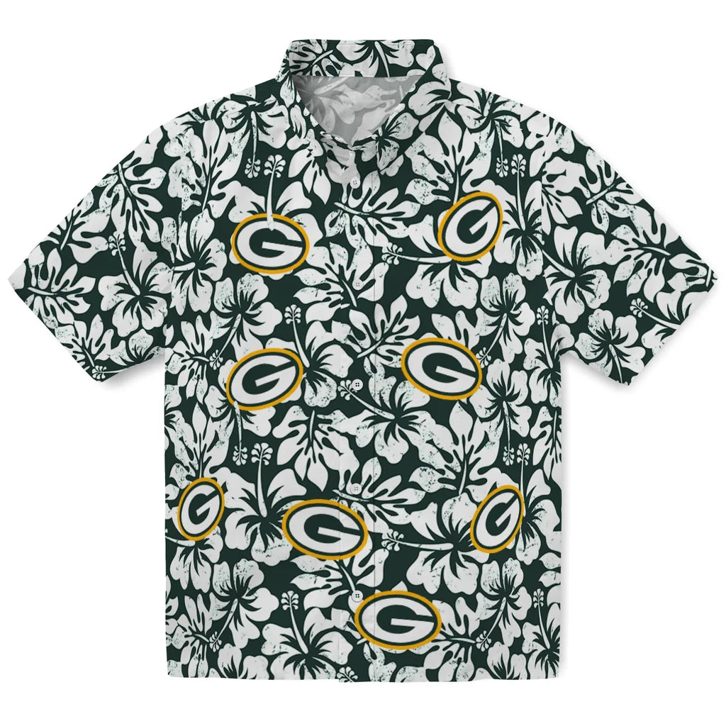 Green Bay Packers Hawaiian Shirt - Hibiscus Motif | Hula Hawaiian Shirts