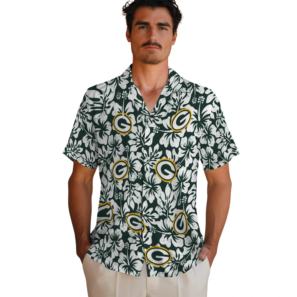 Green Bay Packers Hawaiian Shirt - Hibiscus Motif | Hula Hawaiian Shirts