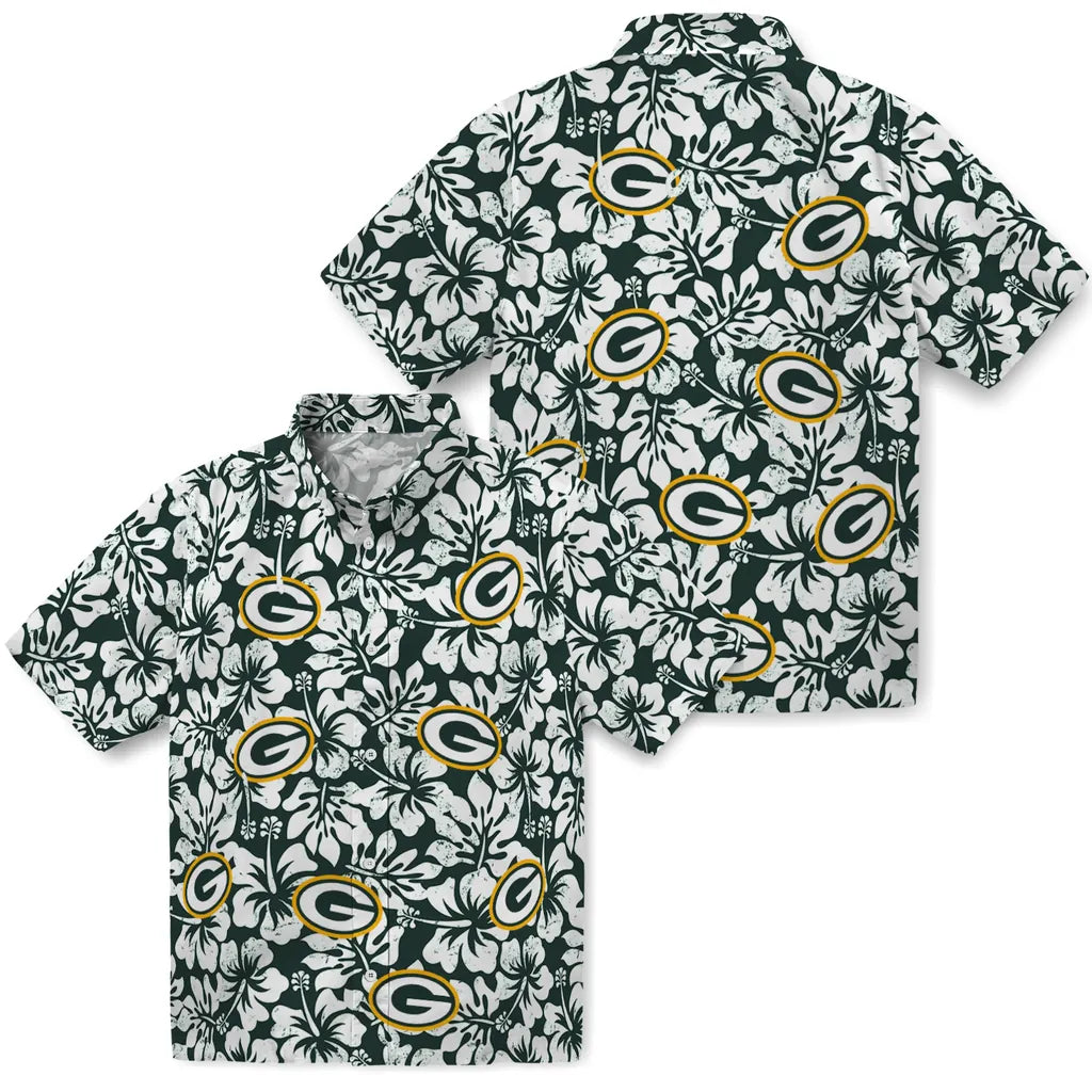 Green Bay Packers Hawaiian Shirt - Hibiscus Motif | Hula Hawaiian Shirts