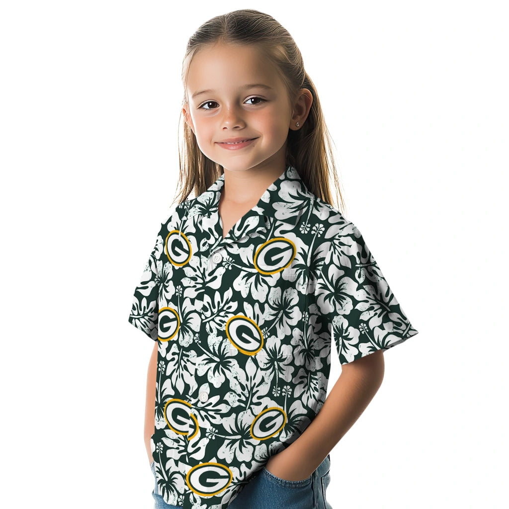 Green Bay Packers Hawaiian Shirt - Hibiscus Motif | Hula Hawaiian Shirts