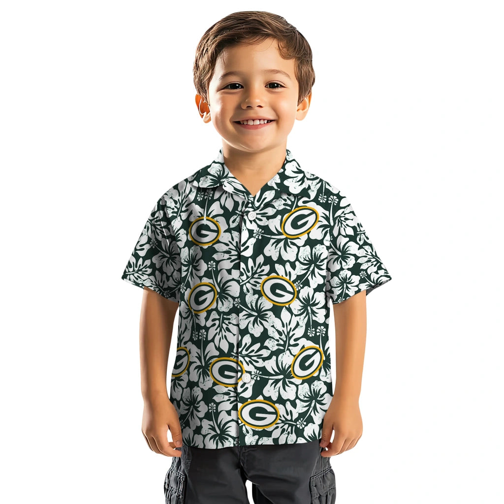 Green Bay Packers Hawaiian Shirt - Hibiscus Motif | Hula Hawaiian Shirts