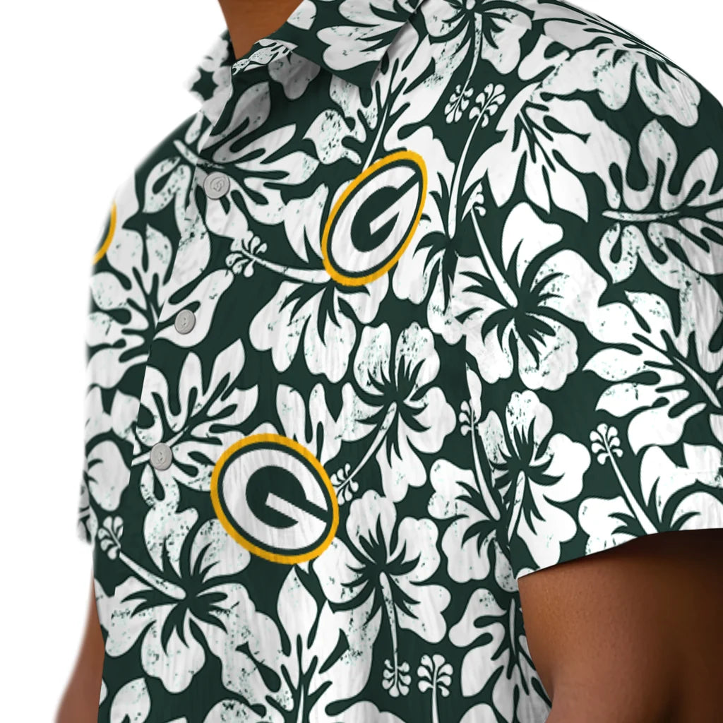 Green Bay Packers Hawaiian Shirt - Hibiscus Motif | Hula Hawaiian Shirts