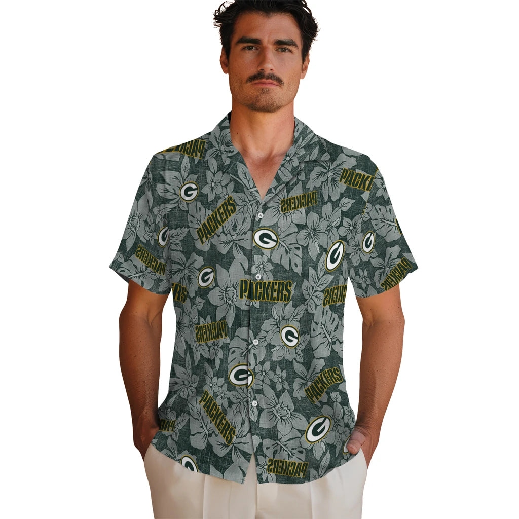 Green Bay Packers Hawaiian Shirt - Hibiscus Oasis | Hula Hawaiian Shirts