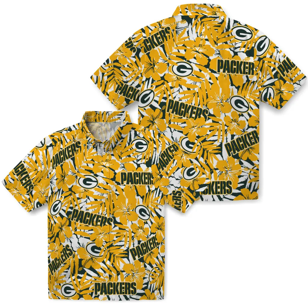 Green Bay Packers Hawaiian Shirt - Hibiscus Overlay | Hula Hawaiian Shirts
