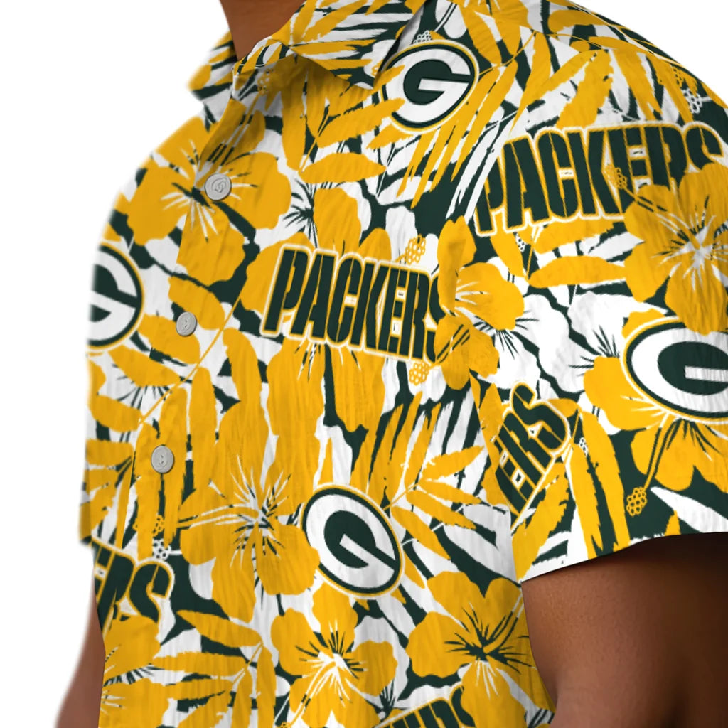 Green Bay Packers Hawaiian Shirt - Hibiscus Overlay | Hula Hawaiian Shirts