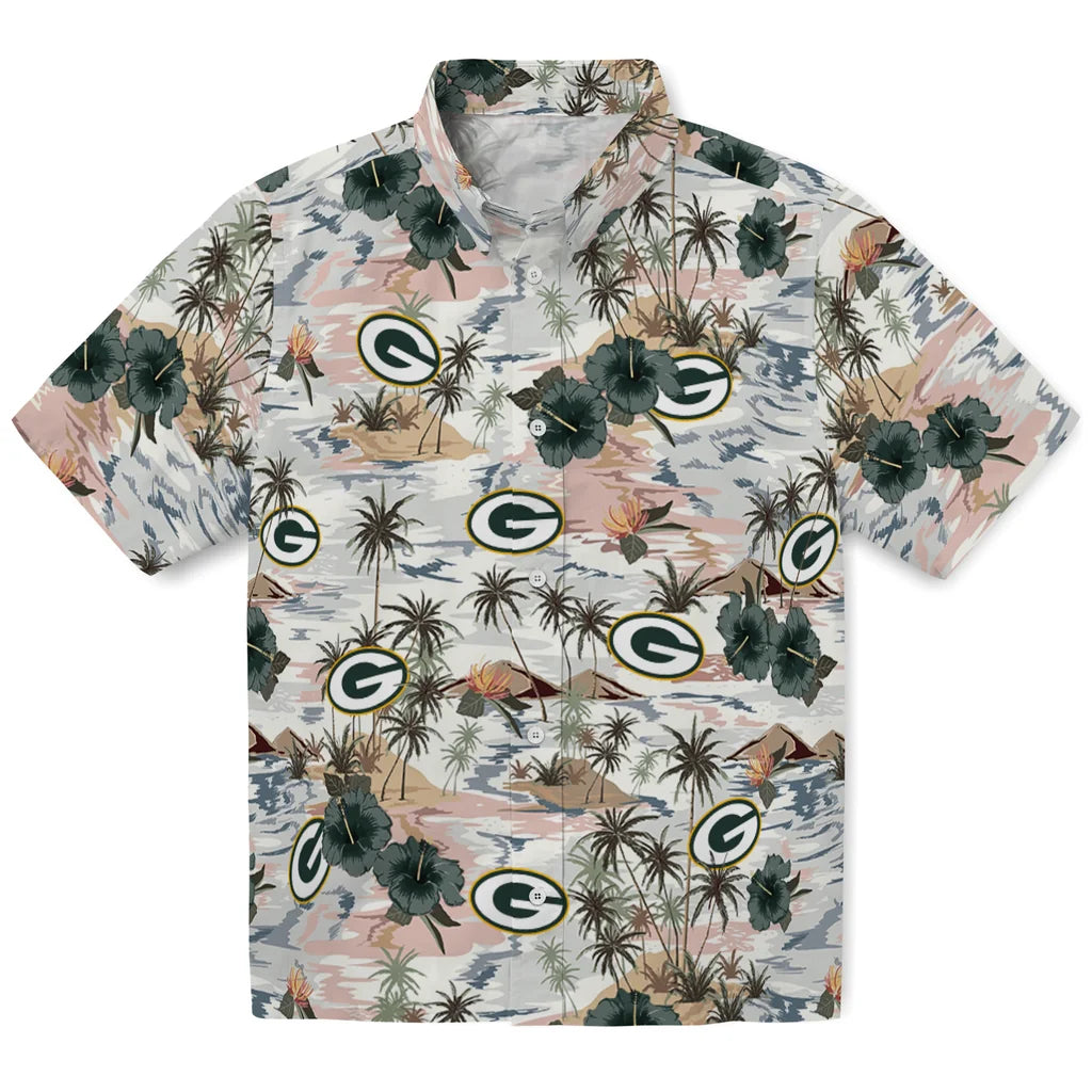 Green Bay Packers Hawaiian Shirt - Hibiscus Seaside | Hula Hawaiian Shirts