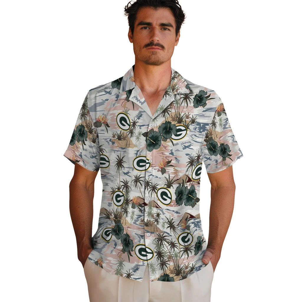 Green Bay Packers Hawaiian Shirt - Hibiscus Seaside | Hula Hawaiian Shirts