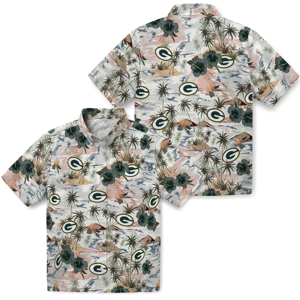 Green Bay Packers Hawaiian Shirt - Hibiscus Seaside | Hula Hawaiian Shirts