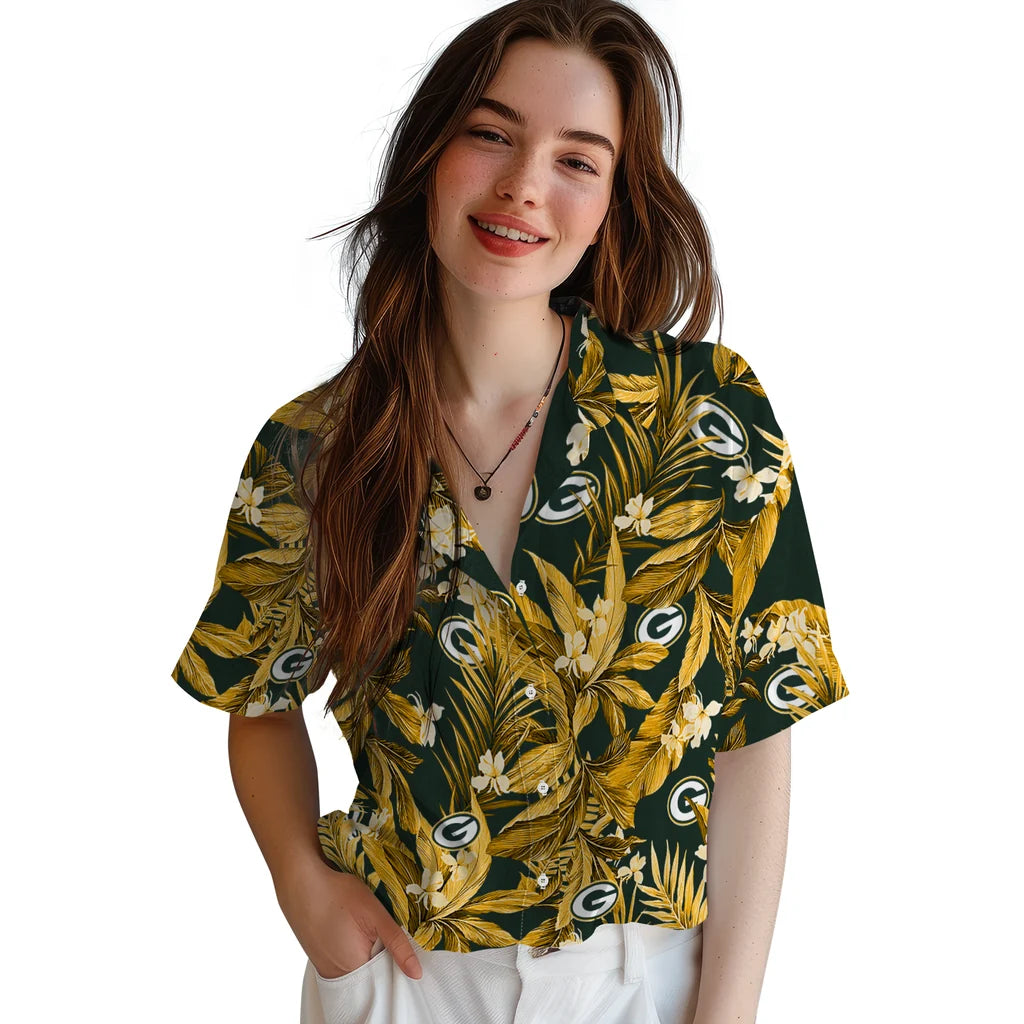 Green Bay Packers Hawaiian Shirt - Palm Leaves | Hula Hawaiian Shirts