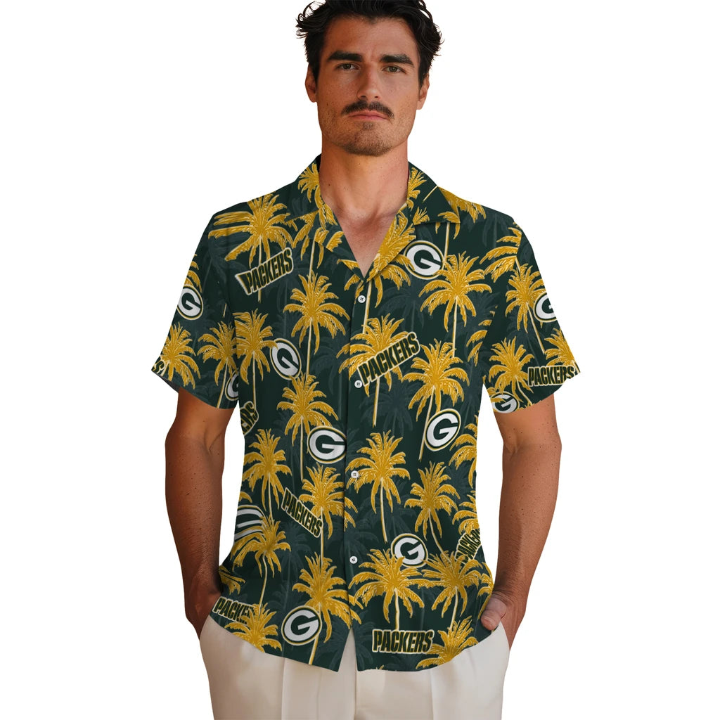 Green Bay Packers Hawaiian Shirt - Palm Tree Motif | Hula Hawaiian Shirts