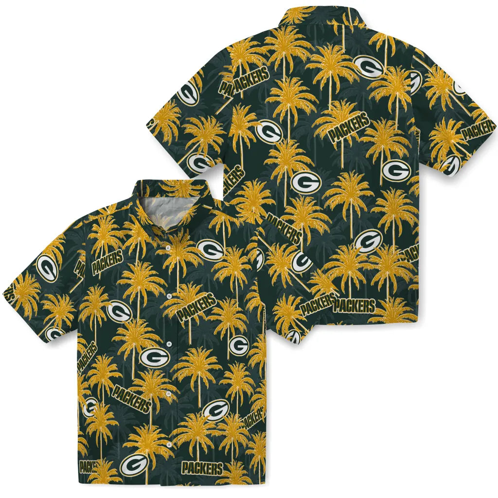 Green Bay Packers Hawaiian Shirt - Palm Tree Motif | Hula Hawaiian Shirts