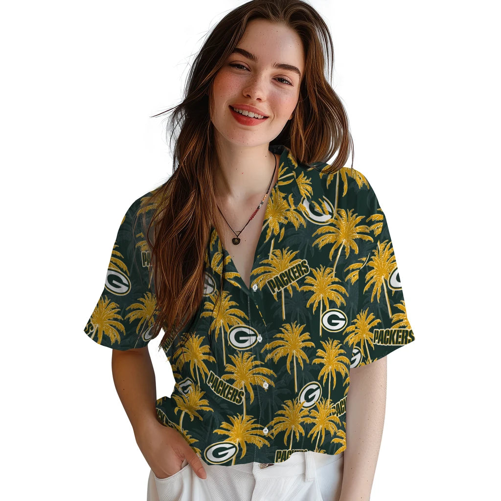 Green Bay Packers Hawaiian Shirt - Palm Tree Motif | Hula Hawaiian Shirts