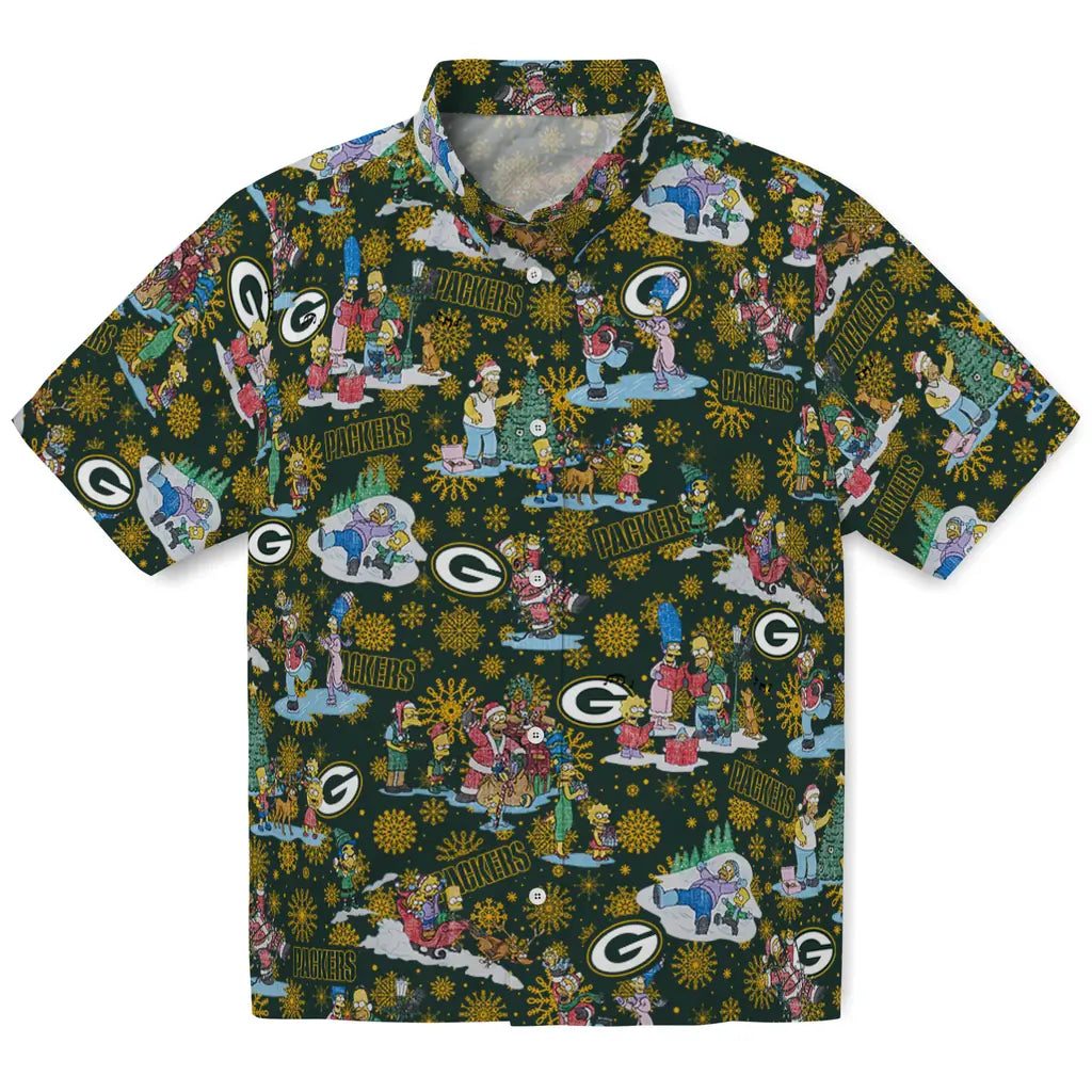 Green Bay Packers Hawaiian Shirt - Simpsons Christmas | Hula Hawaiian Shirts