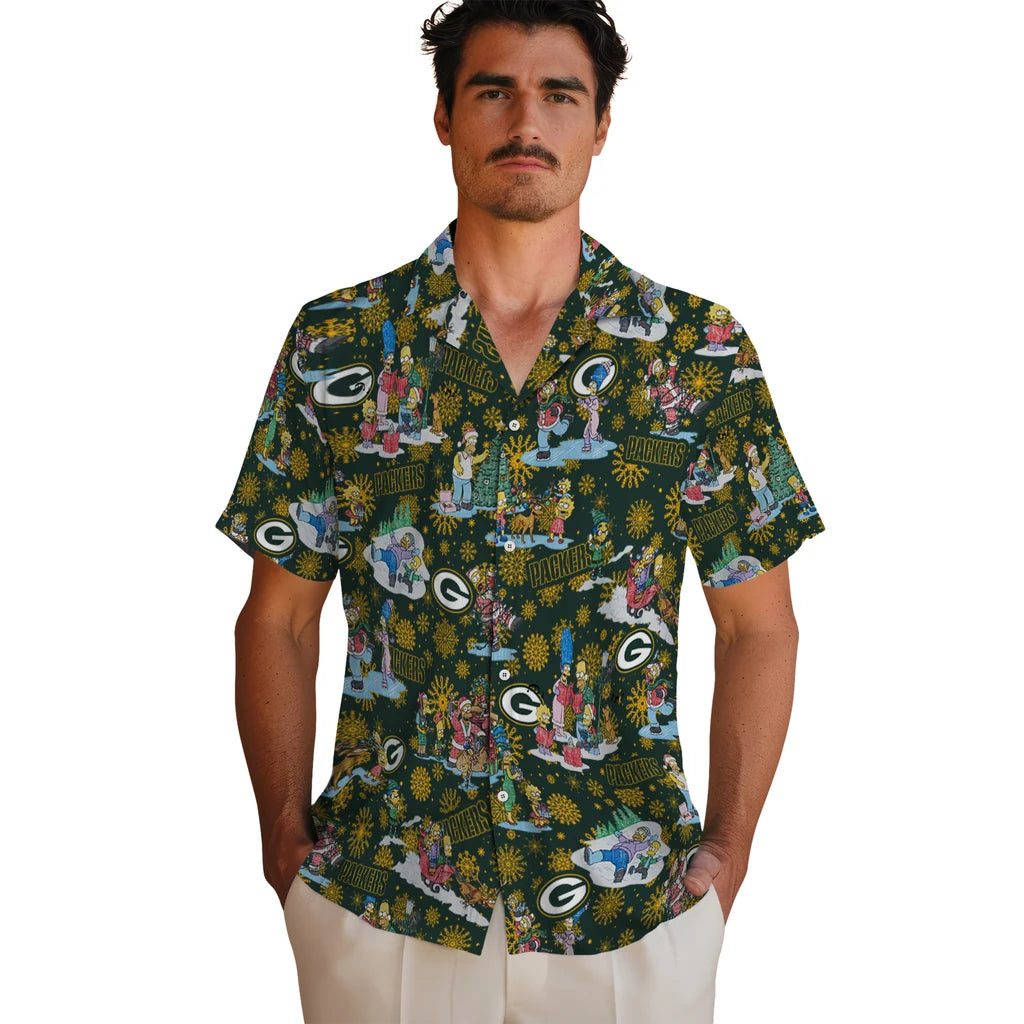 Green Bay Packers Hawaiian Shirt - Simpsons Christmas | Hula Hawaiian Shirts