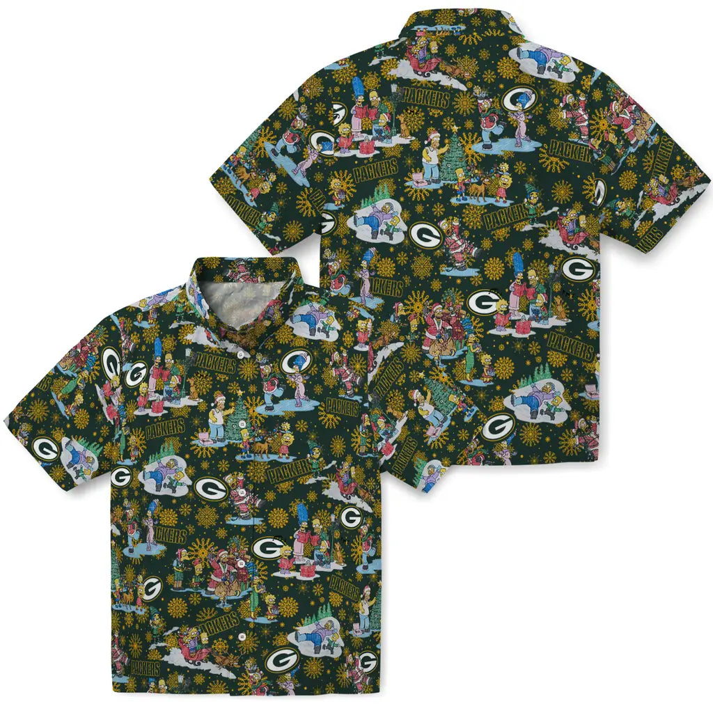 Green Bay Packers Hawaiian Shirt - Simpsons Christmas | Hula Hawaiian Shirts