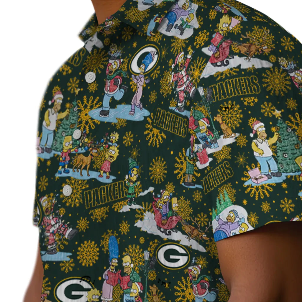 Green Bay Packers Hawaiian Shirt - Simpsons Christmas | Hula Hawaiian Shirts