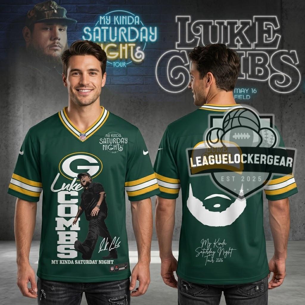 Green Bay Packers Luke Combs My Kinda Saturday Night Tour 2026 Football Jersey - LeagueLockerGear