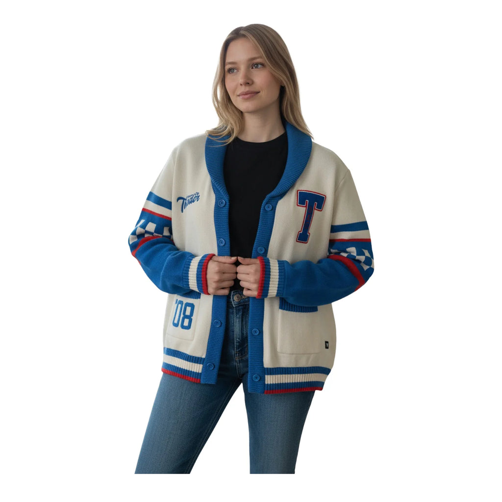 Oklahoma City Thunder "Loud City" Varsity Cardigan – Unisex NBA Fan Knitwear - LeagueLockerGear