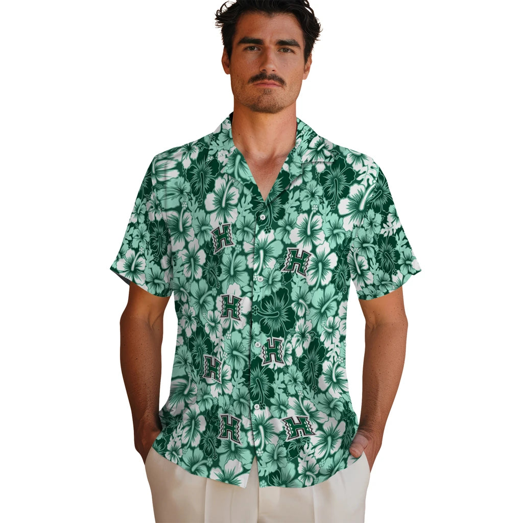 Hawaii Rainbow Warriors Hawaiian Shirt - Hibiscus Blooms | Hula Hawaiian Shirts
