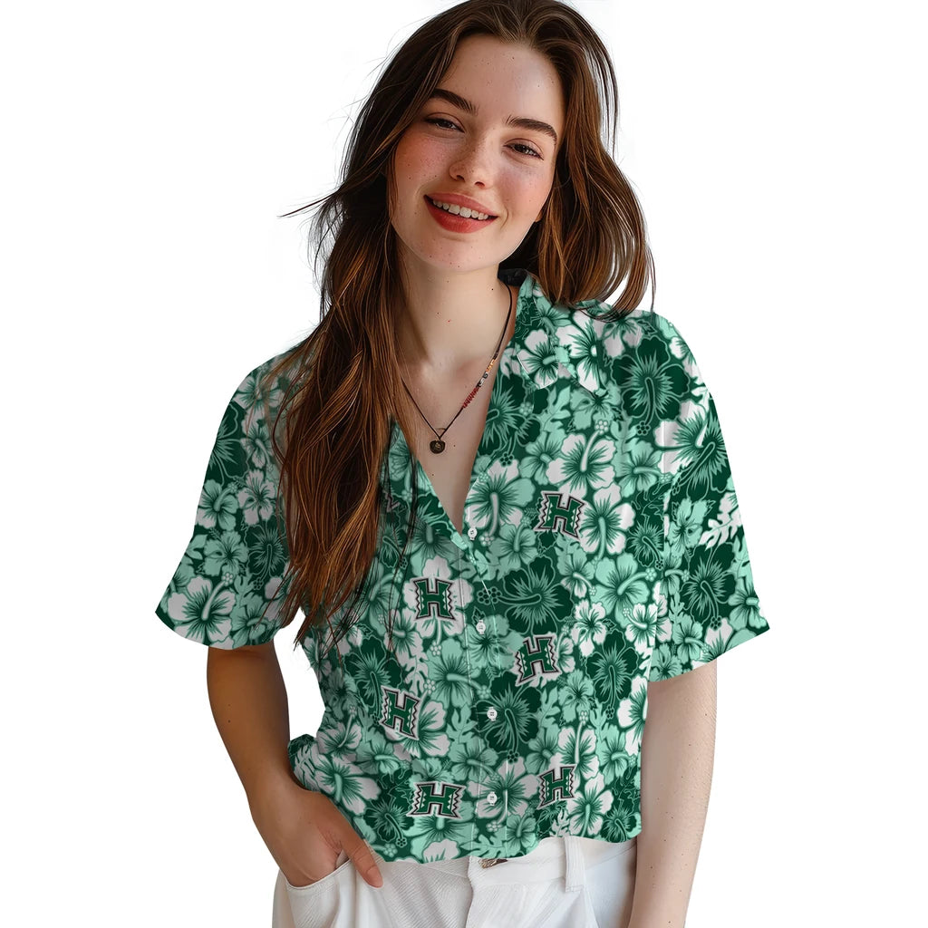 Hawaii Rainbow Warriors Hawaiian Shirt - Hibiscus Blooms | Hula Hawaiian Shirts