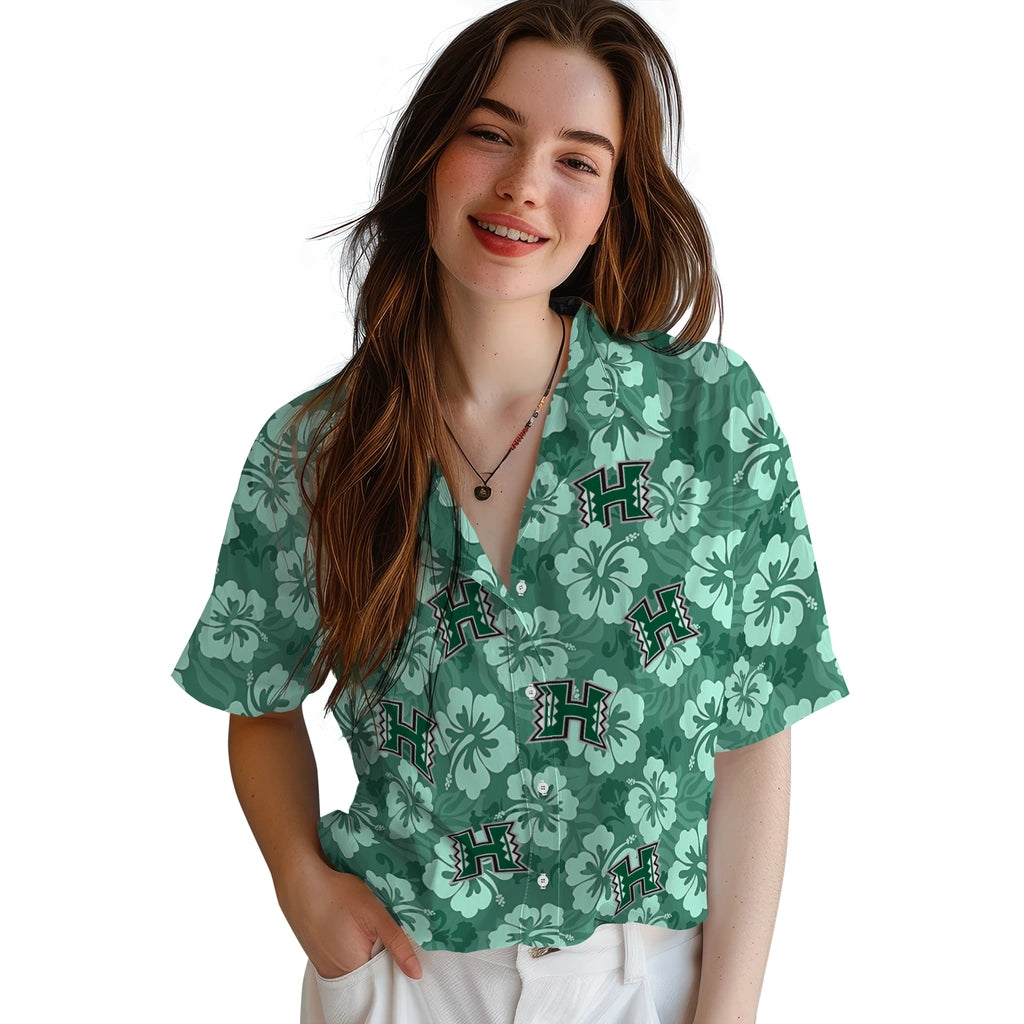 Hawaii Rainbow Warriors Hawaiian Shirt - Hibiscus Cluster | Hula Hawaiian Shirts