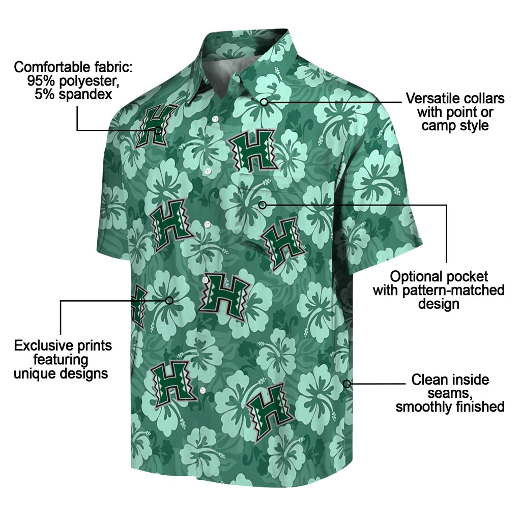 Hawaii Rainbow Warriors Hawaiian Shirt - Hibiscus Cluster | Hula Hawaiian Shirts